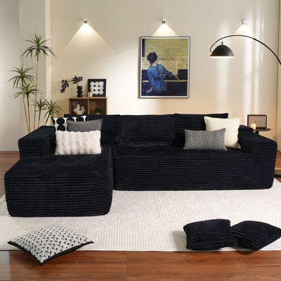 OVIOS 104" L-Shape Modular Couch with Chaise, Plush Corduroy Fabric, No Assembly Required