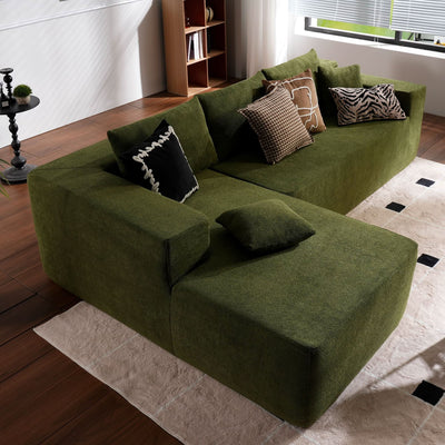 OVIOS 104" L-Shape Modular Couch with Chaise,Cloud Velvet Fabric,No Assembly Required